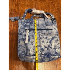 Nino Bossi Metallic Blue Crackle Tote Bag Shoulder Bag